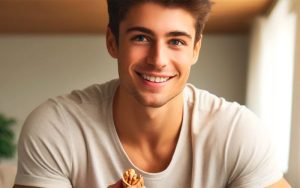 Nueces partidas, fuente de omega-3 y antioxidantes.