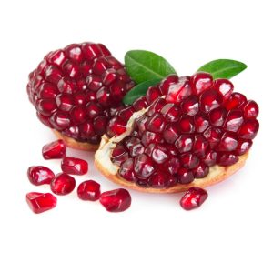 Granada mollar de Elche con hojas verdes, ideal para comprar y disfrutar en tu dieta mediterránea.